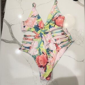 ASOS Floral Cutout One-Piece Swimsuit